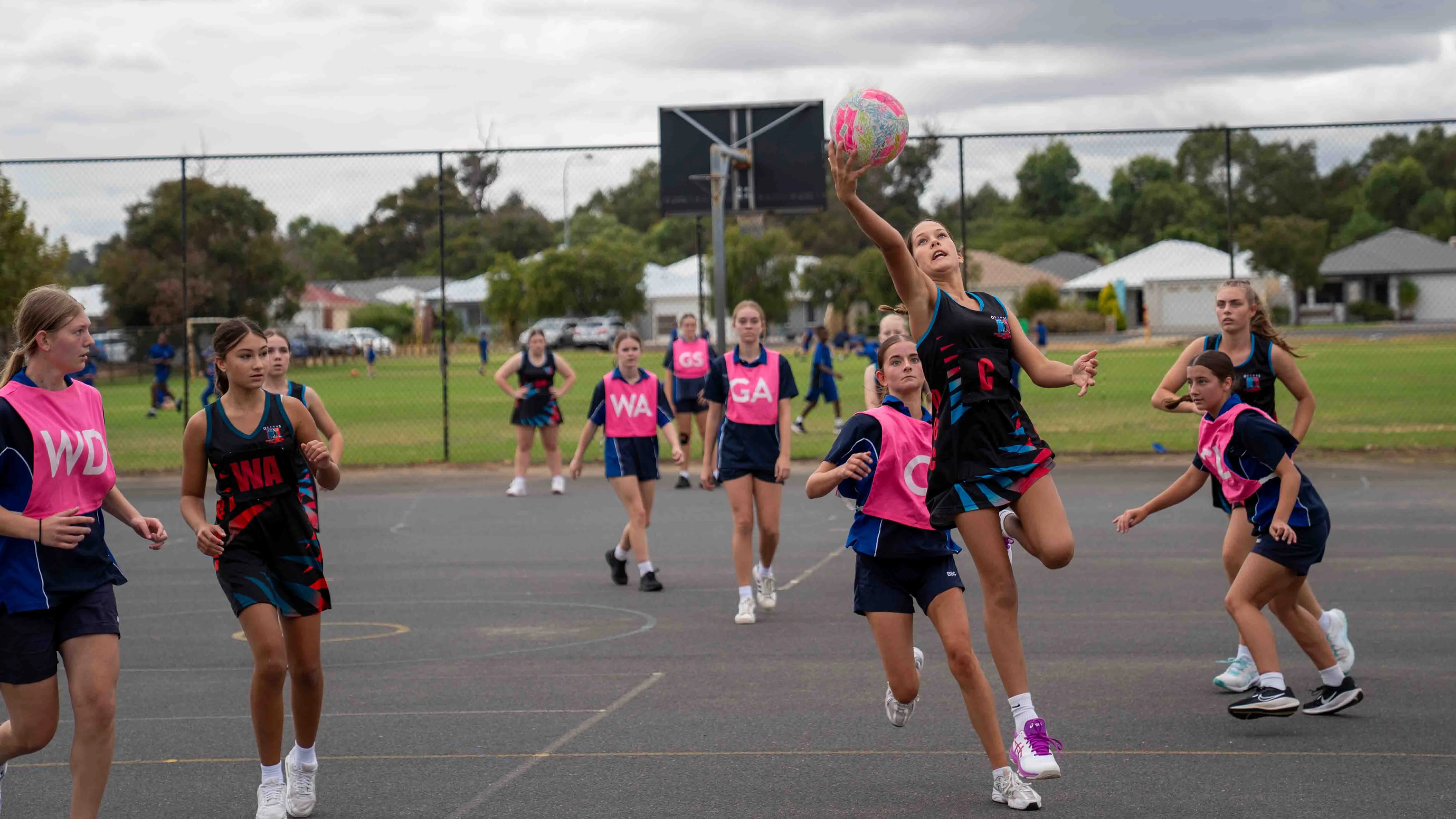 Bunbury Baptist College students competing at the interschool Netball competition