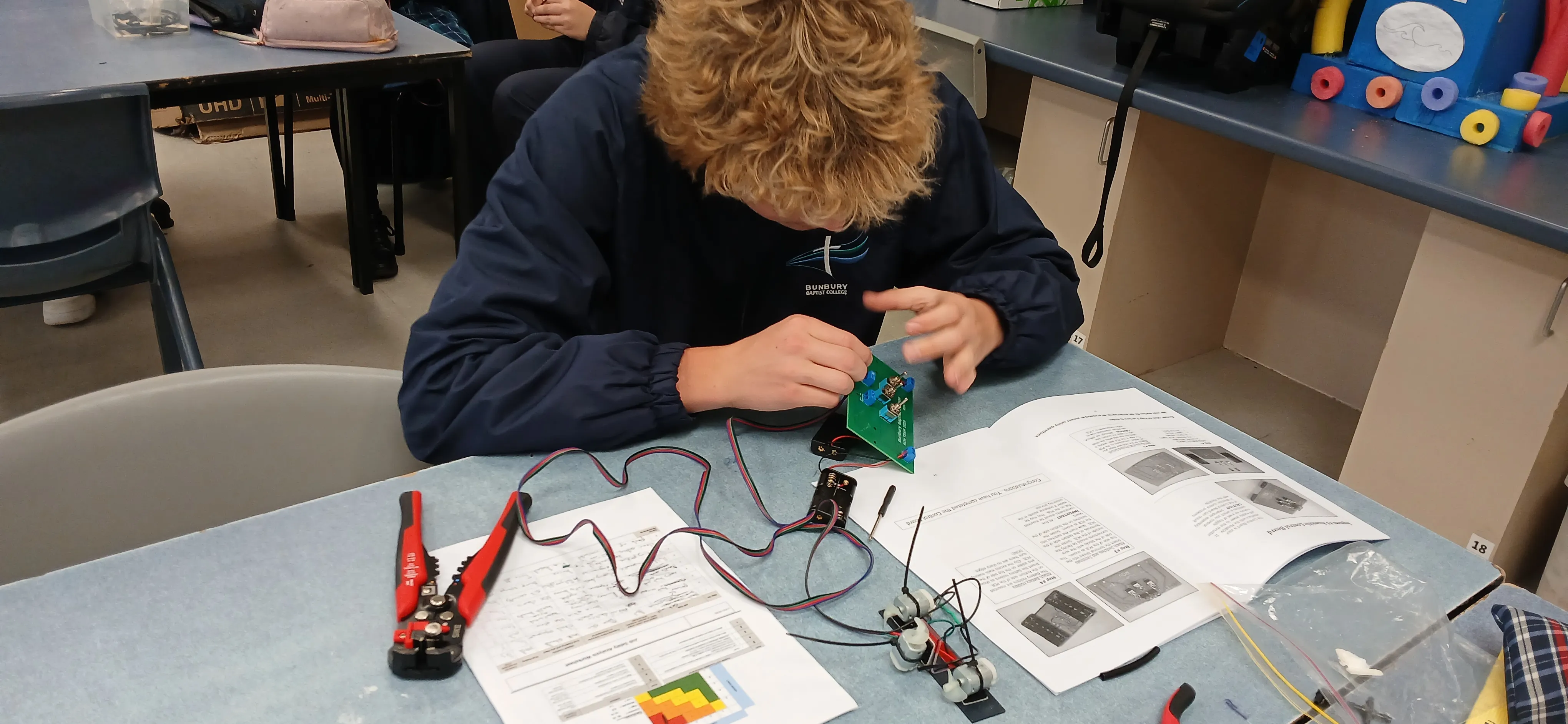 Bunbury Baptist College Secondary students in a STEM Specialist lab or hands-on activity